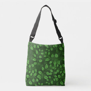 Watercolor Green Leaves Pattern Crossbody Bag