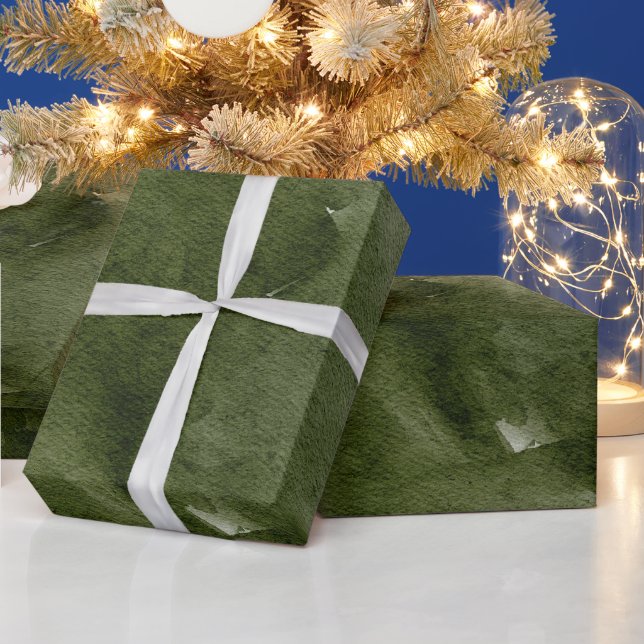 Watercolor Green Modern Christmas Pattern Wrapping Paper (Holidays)