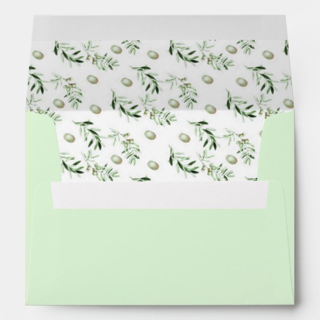 Watercolor Green Olive A7 Envelope (Back (Bottom))