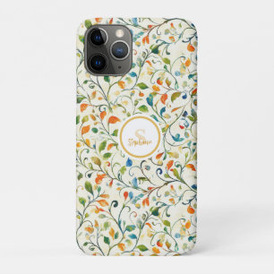Watercolor Green Orange European Garden iPhone 11 Pro Case