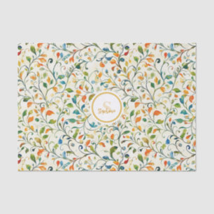 Watercolor Green Orange European Garden Tissue Paper