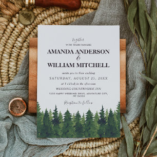 Watercolor Green Pine Forest Wedding  Invitation