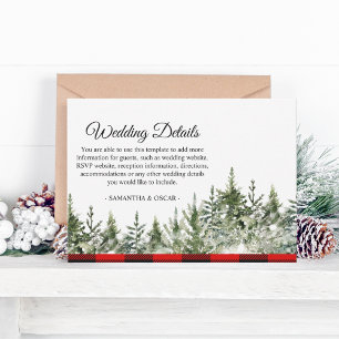 Watercolor Green Pine Tree & Red Buffalo Plaid Enclosure Card