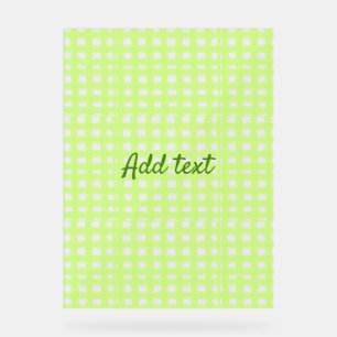 Watercolor green plaid ginham personalised add tex acrylic sign