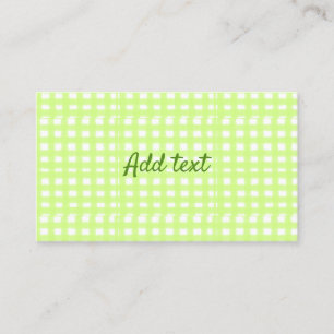 Watercolor green plaid ginham personalised add tex business card