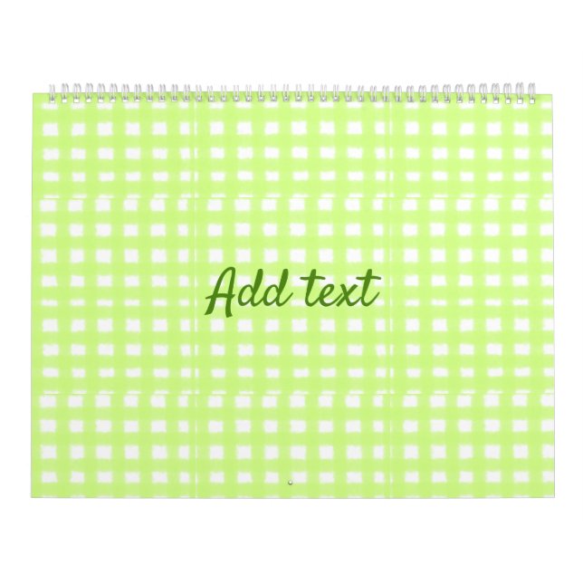 Watercolor green plaid ginham personalised add tex calendar (Cover)