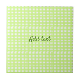 Watercolor green plaid ginham personalised add tex ceramic tile
