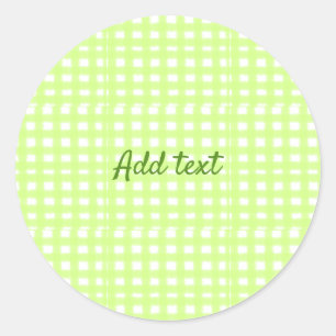 Watercolor green plaid ginham personalised add tex classic round sticker