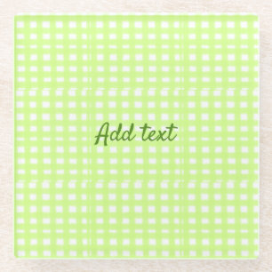 Watercolor green plaid ginham personalised add tex glass coaster