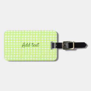 Watercolor green plaid ginham personalised add tex luggage tag