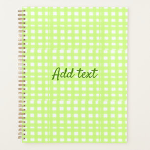 Watercolor green plaid ginham personalised add tex planner