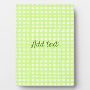 Watercolor green plaid ginham personalised add tex plaque