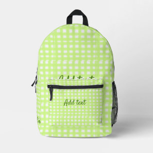 Watercolor green plaid ginham personalised add tex printed backpack