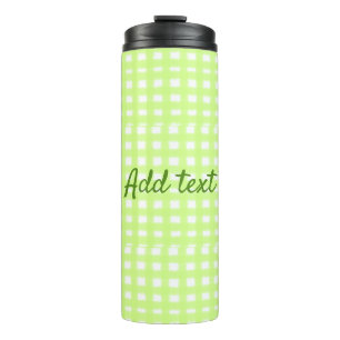 Watercolor green plaid ginham personalised add tex thermal tumbler