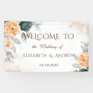 Watercolor Green Roses Wedding Banner