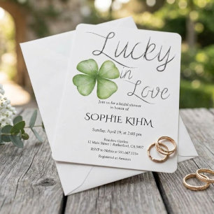 Watercolor Green Shamrock Bridal Shower Invitation
