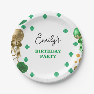 Watercolor Green St Patrick 's Day Birthday Party  Paper Plate