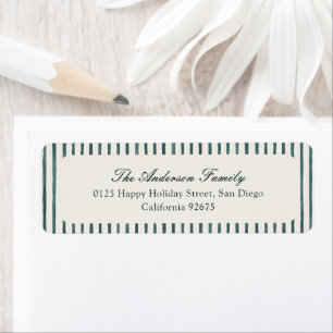 Watercolor Green Stripes Christmas Return Address Label