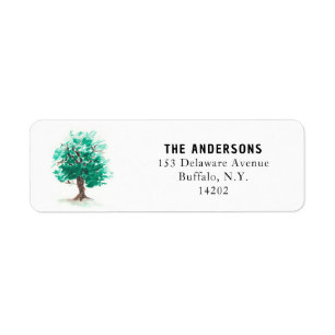 Watercolor Green Summer Tree Return Address Label