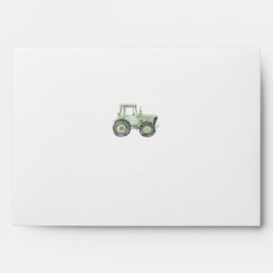 Watercolor Green Tractor Farm Baby Shower Envelope