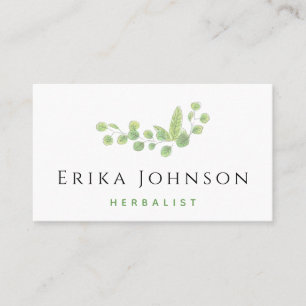 Watercolor Green Tree Branch Herbalist Homaeopathy Business Card
