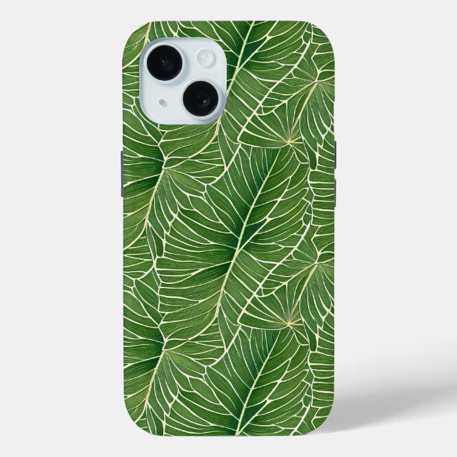 Watercolor Green Tropical Leaves Pattern Case-Mate iPhone Case (Back)