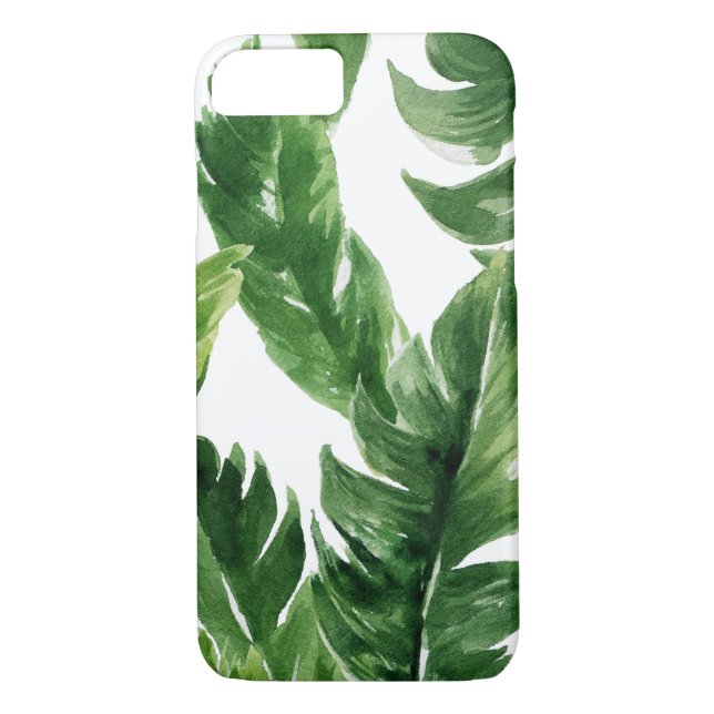 Watercolor Green Tropical Leaves Pattern Case-Mate iPhone Case (Back)