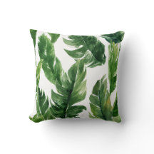 Watercolor Green Tropical Leaves Pattern