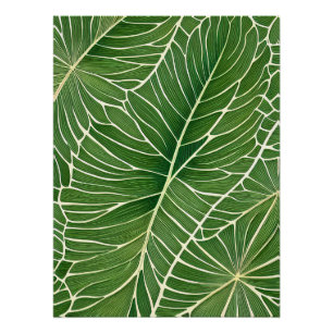Watercolor Green Tropical Leaves Poster