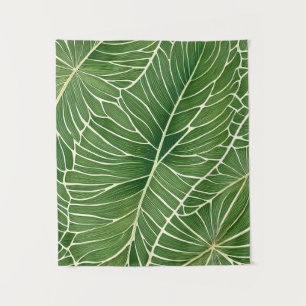 Watercolor Green Tropical Leaves Tapestry