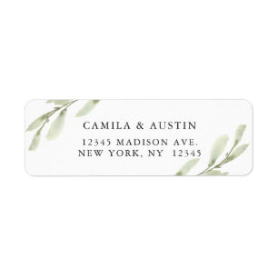 Watercolor Green Twig Return Address Label
