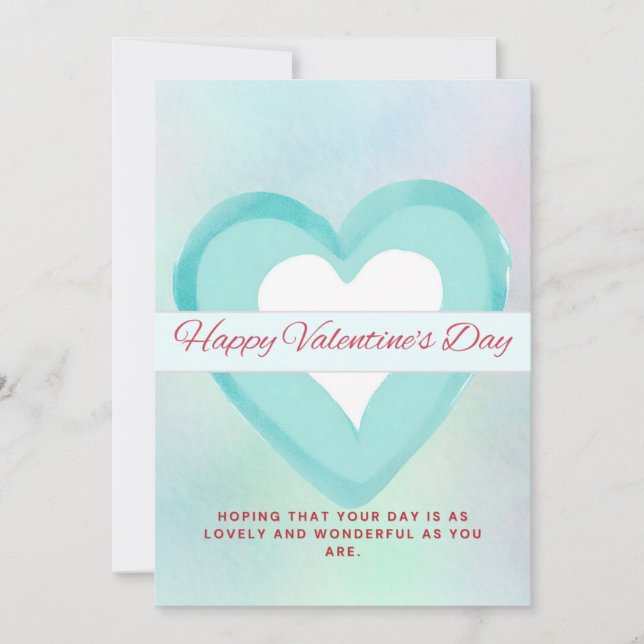 WATERCOLOR GREEN VALENTINE’S DAY GREETING CARD  (Front)