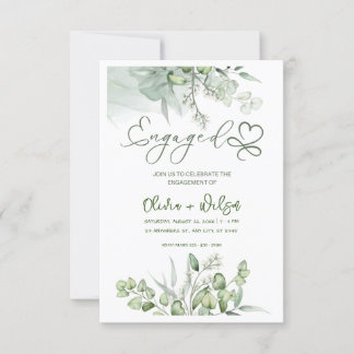 watercolor green wedding save the date invitation