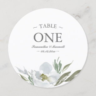 Watercolor Green White and Grey Table Number