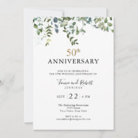  Watercolor Greenery 50th Wedding Anniversary
