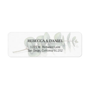 Watercolor Greenery and Eucalyptus Leaves Label Return Address Label