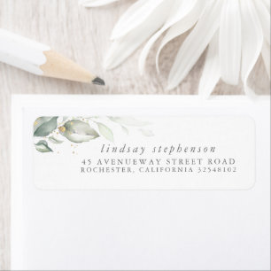 Watercolor Greenery and Eucalyptus Leaves Return Address Label