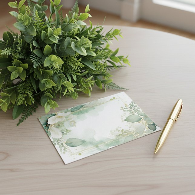 Watercolor greenery and gold blank Wedding Invitation (Creator Uploaded)