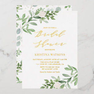 Watercolor Greenery and White Floral Bridal Shower
