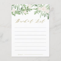 Watercolor Greenery and White Flowers Bucket List