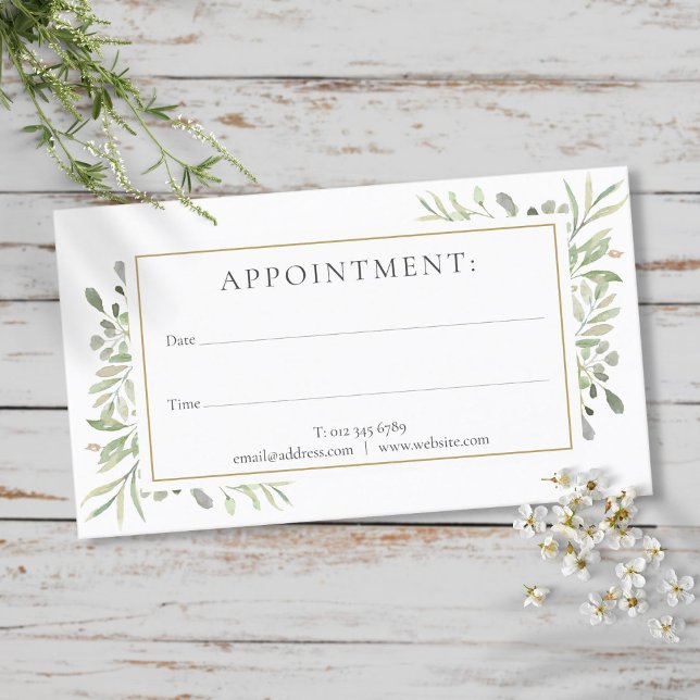 Watercolor Greenery Appointment Card (Watercolor Greenery Appointment Card)