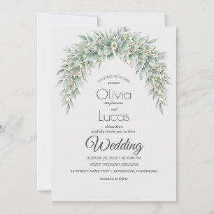 Watercolor Greenery Arch Wedding Invitation Templa