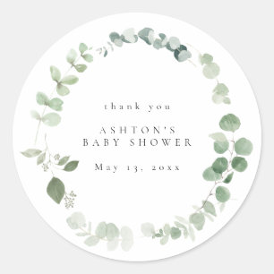 Watercolor Greenery Baby Shower  Classic Round Sticker