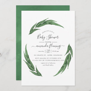 Watercolor Greenery Baby Shower Invitation