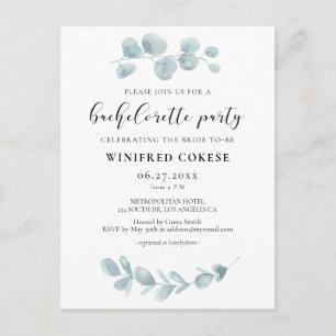 Watercolor greenery Bachelorette party invitation Postcard