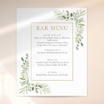 Watercolor Greenery Bar Menu Sign<br><div class="desc">This elegant greenery bar menu sign is perfect for all celebrations. Designed by Thisisnotme©</div>
