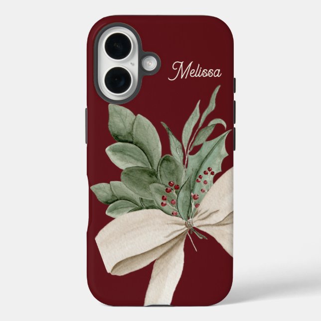 Watercolor Greenery & Berries Personalised Case-Mate iPhone Case (Back)
