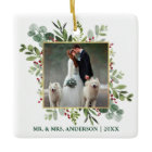 Watercolor Greenery Berries Wedding Photo Green