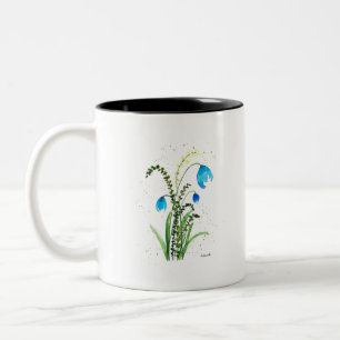 Watercolor Greenery Blue Floral Rustic Chic Fern Two-Tone Coffee Mug