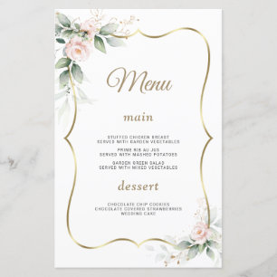 Watercolor Greenery Blush Flowers Gold Wedding